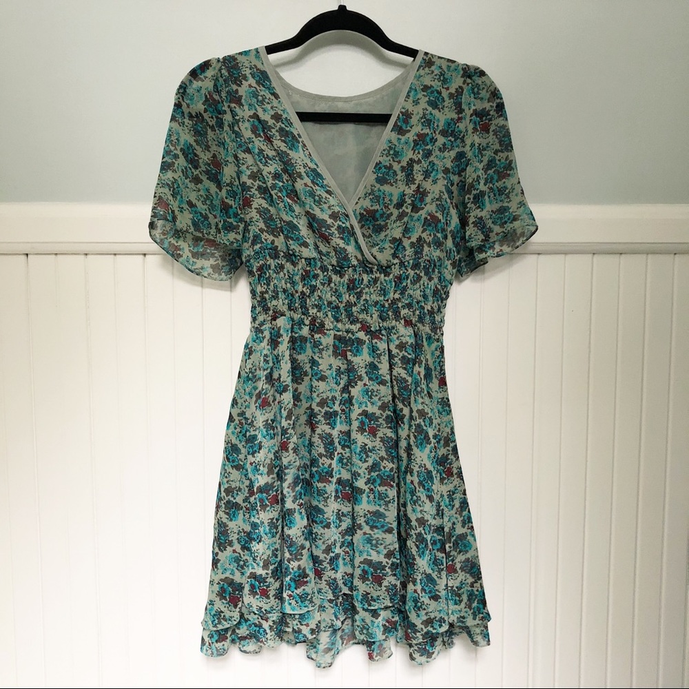 Anthropologie UK Suncoo Paris Floral Mini Dress in Green